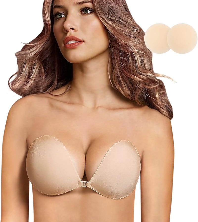 queensecret Adhesive Bra, Push up Strapless Self Adhesive Bra, Invisible Silicone Bra for Backless Dress - Image 1